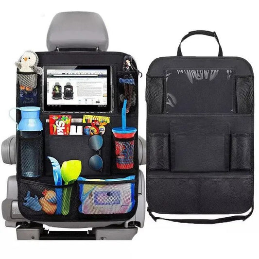 Car Back Seat Organizer with Touch Screen Tablet Holder Automatic Storage Pocket Protector for Travel
